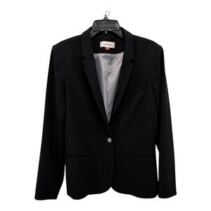 Calvin Klein Blazer Womens 12 Black One Button Jacket‎ Stretch Lined Career